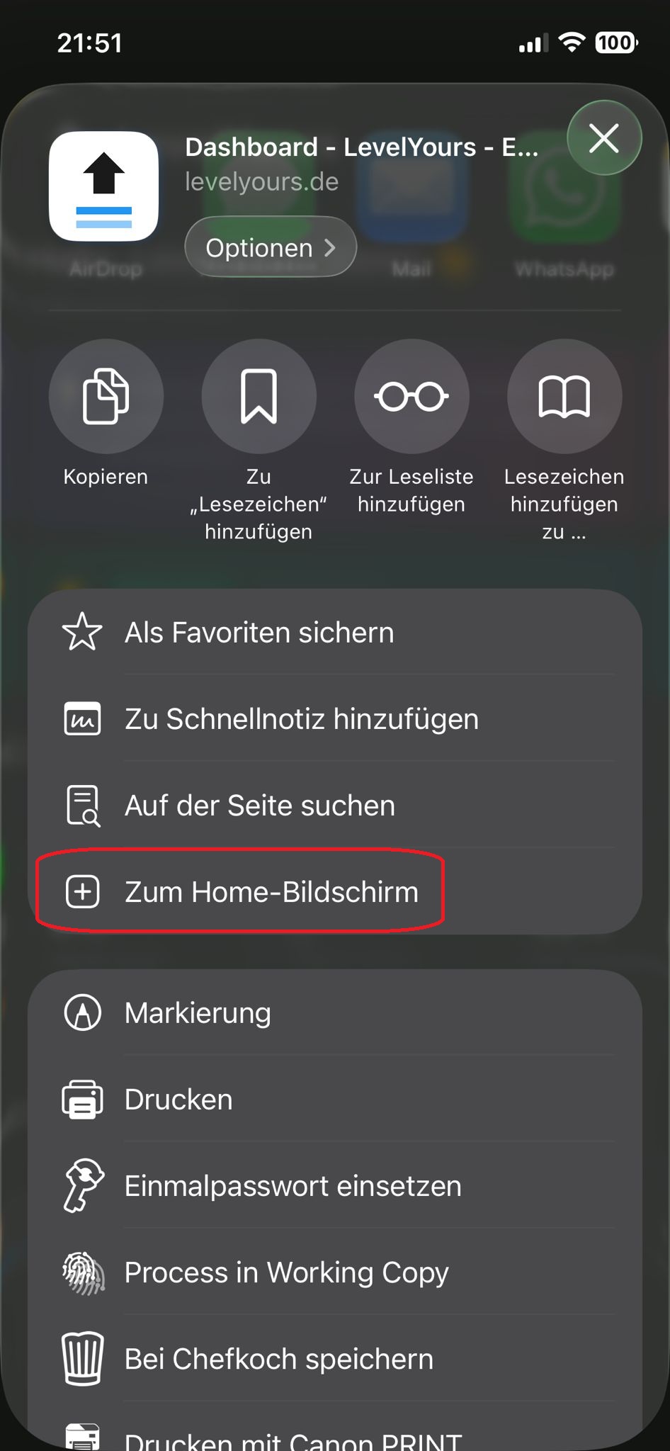 Schritt 3: Zum Home-Bildschirm hinzufügen