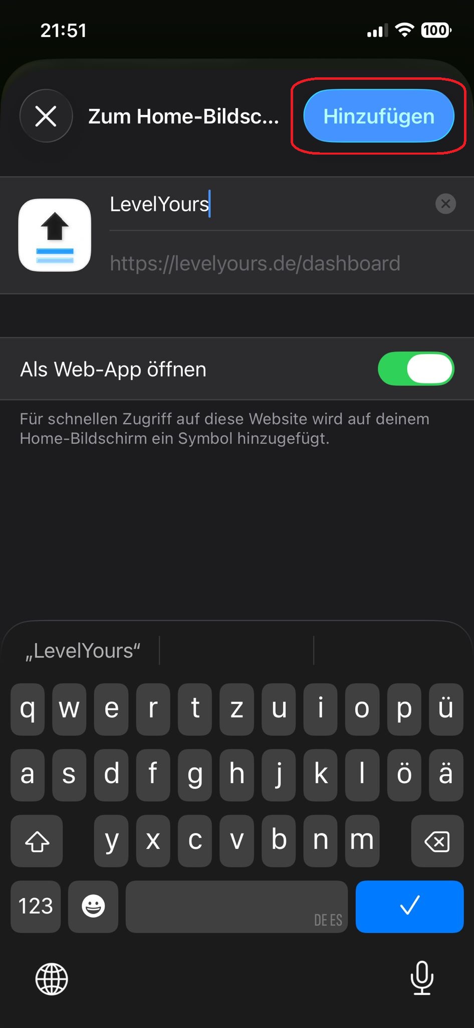 Schritt 4: Namen bestätigen und hinzufügen